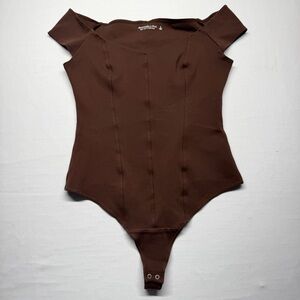 Abercrombie & Fitch Brown Off Shoulder Bodysuit Women’s Small Fitted